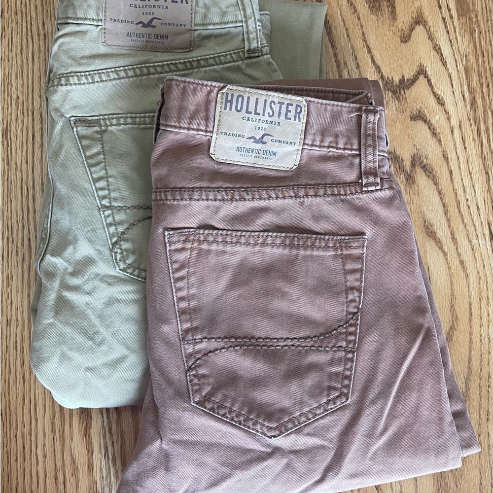Hollister Men's Straight Jeans in Khaki and Taupe